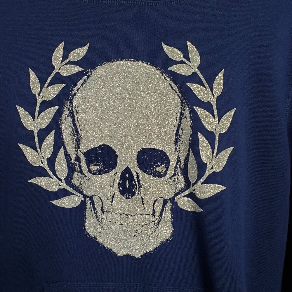 Love Express Women M Sweatshirt Hoodie Skull Graphic Glitter Laurel Wreath Cozy - Picture 4 of 7